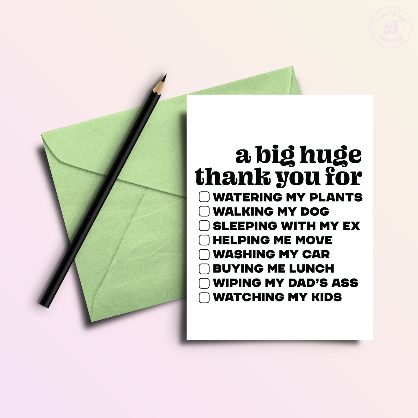 Checklist | Funny Thank You Card