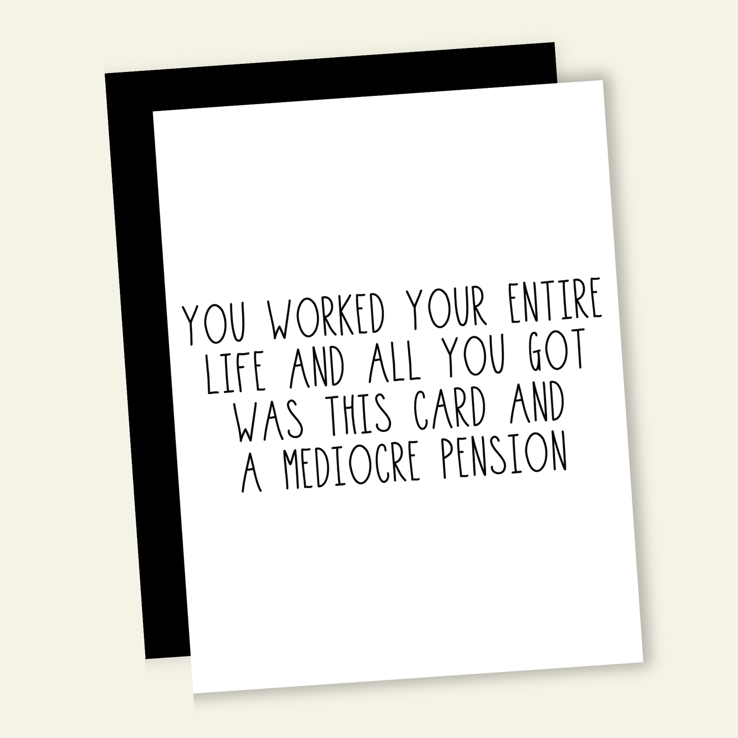 Mediocre Pension | Funny Retirement Greeting Card