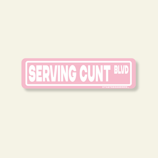 Serving Cunt Street Sign Sticker