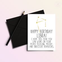 Load image into Gallery viewer, Snarky Libra Birthday Card

