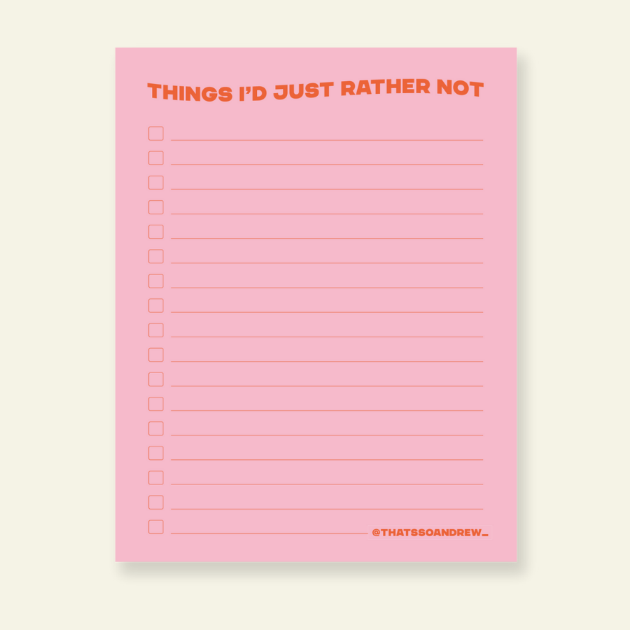 Notepad Random Things Things I'd Rather Not - Snarky & Colorful Notepad – That's So Andrew
