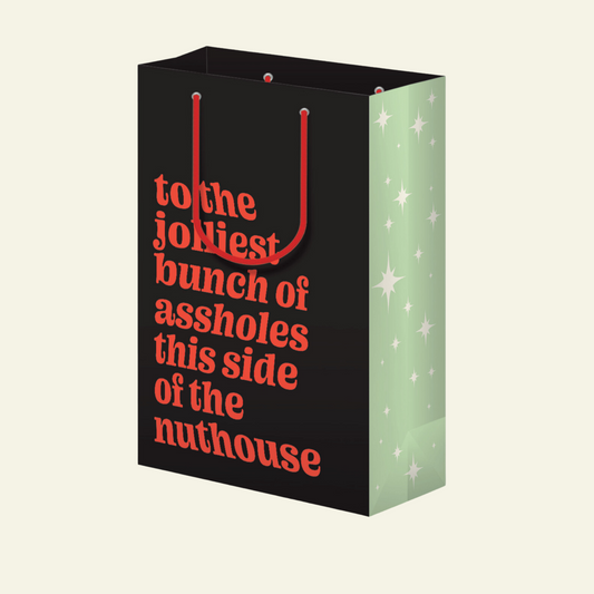 Jolliest Bunch of Assholes - Holiday Gift Bag, Funny Gift Bag, Gift Wrap