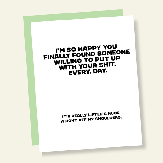 Someone to Put Up With Your Shit Funny Anniversary Card