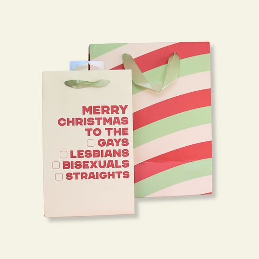 To the Gays Lesbians Bisexuals & Straights - Holiday Christmas Gift Bag, Funny Gift Bag