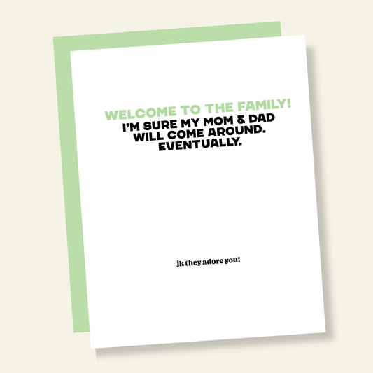 Mom & Dad Will Come Around Funny Wedding Day Card