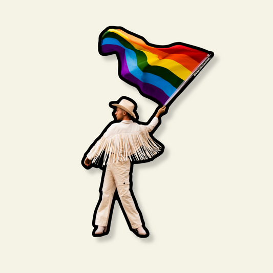 Gay Cowboy w/ Pride Flag Vinyl Sticker