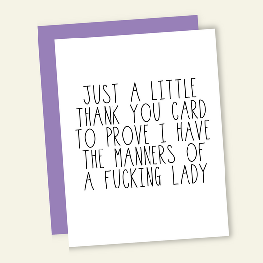 A Thank You Card to Prove My Manners | Funny Thank You Card