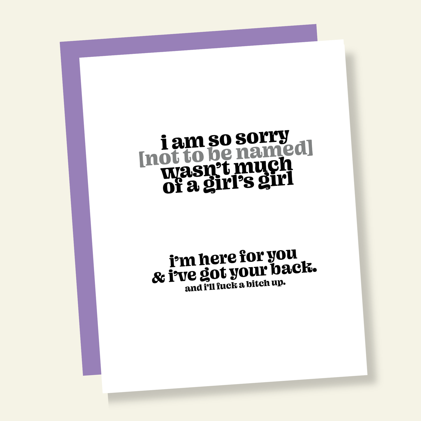 I Got Your Back Against That Girl Funny Friendship Card