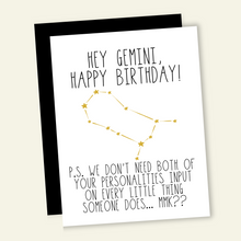 Load image into Gallery viewer, Snarky Gemini Birthday Card
