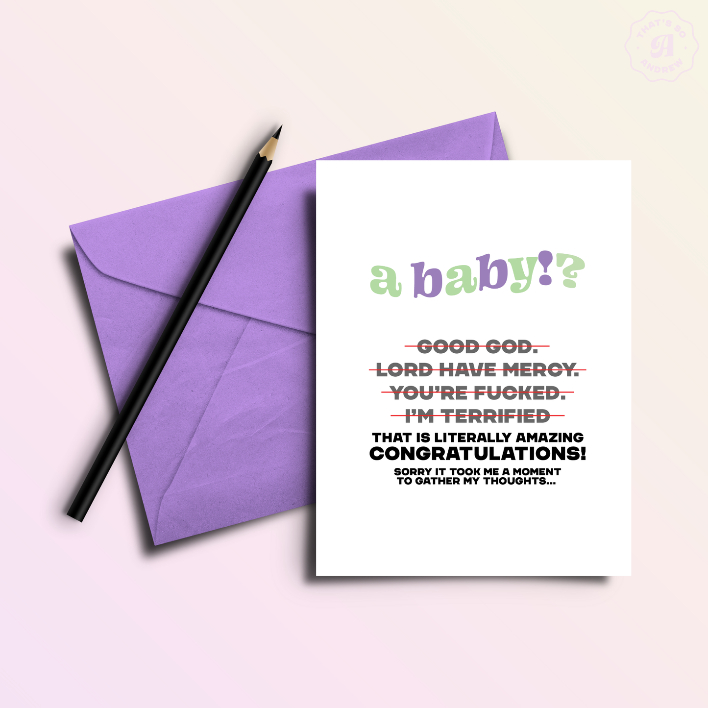 Inital Thoughts About Baby Funny New Baby Card