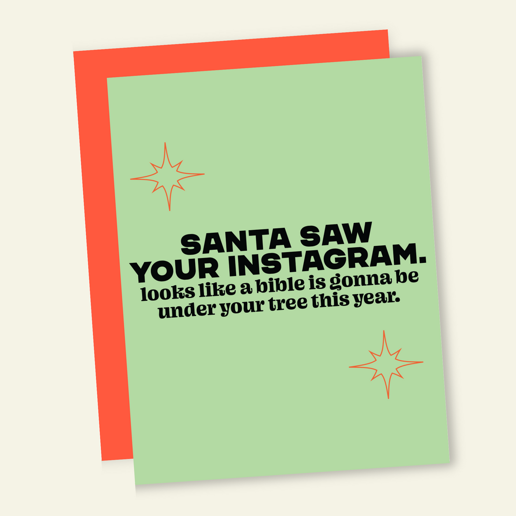 Santa Saw Your Insta | Funny Holiday & Christmas Greeting Card