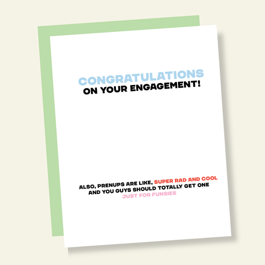 Prenups are Cool Funny Engagement Card