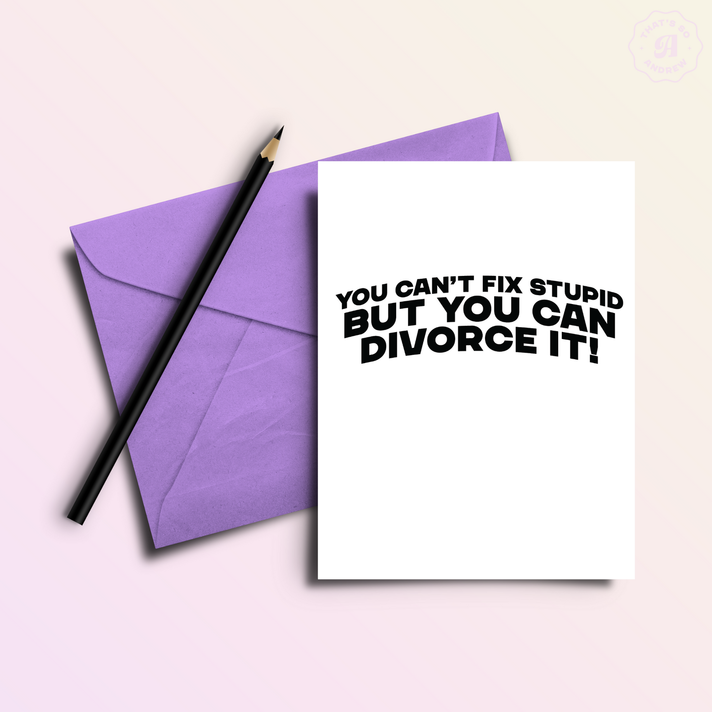 Can't Fix Stupid Funny Divorce Breakup Greeting Card