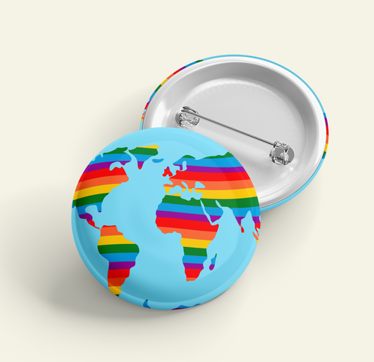 A Gay World | Pride Pin Back Button