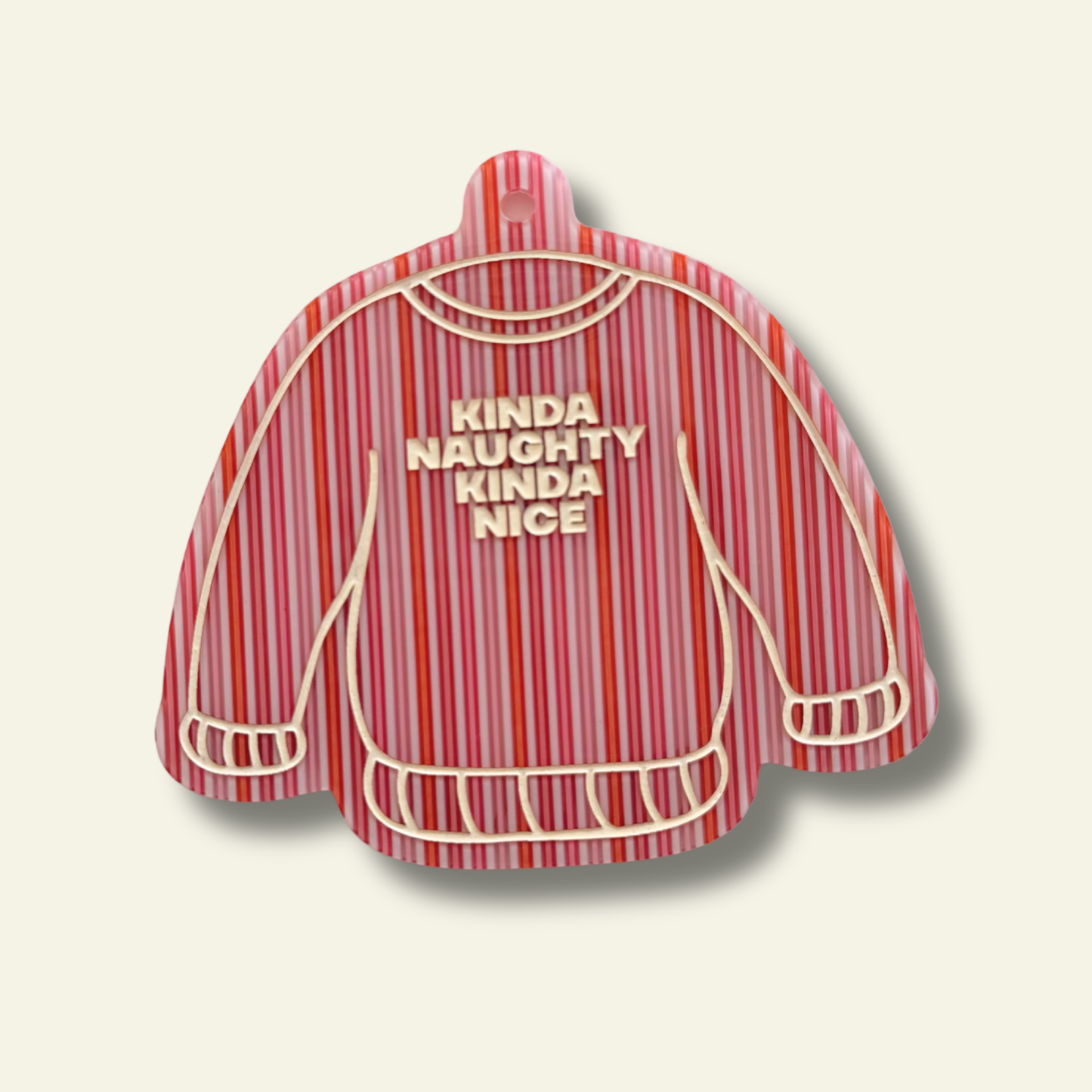 Kinda Naughty Funny Ugly Sweater Christmas Ornament