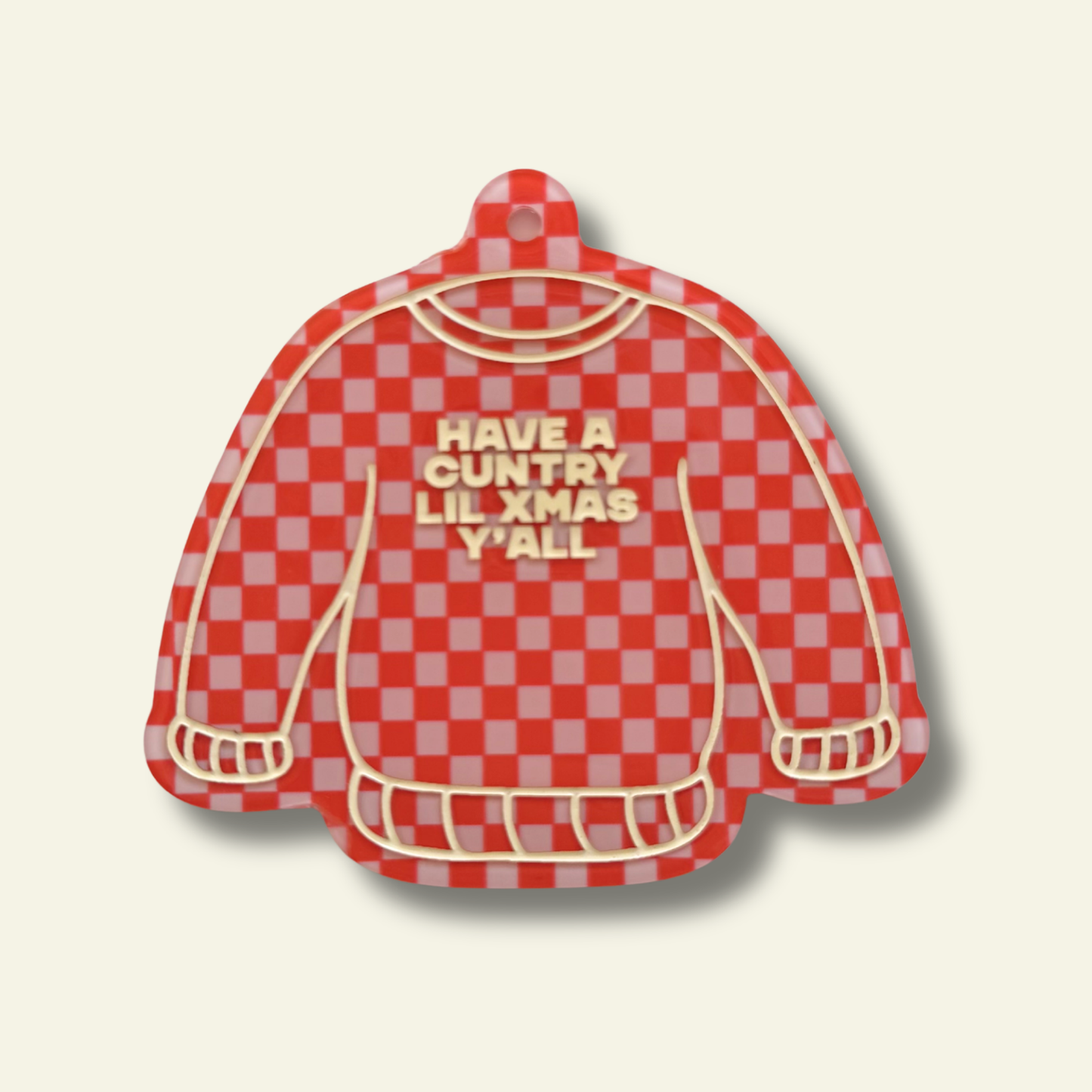 Country Cuntry Little Christmas Funny Ugly Sweater Ornament