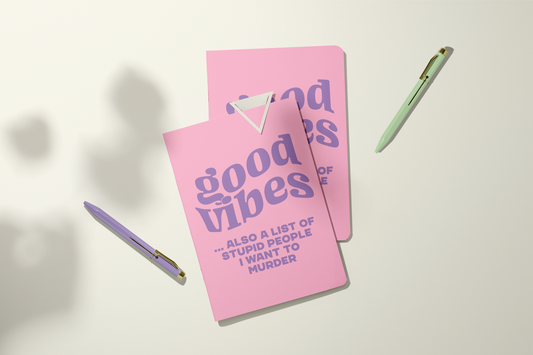 Good Vibes + Stupid Ppl | Pocket Journal, Mini Notebook, Mini Journal