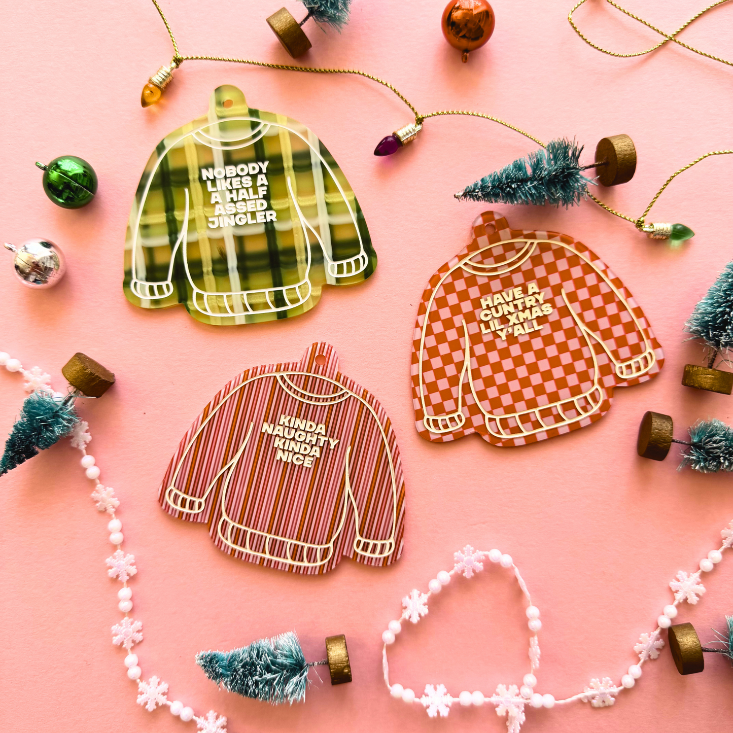 Kinda Naughty Funny Ugly Sweater Christmas Ornament