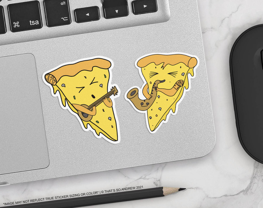 Pizza Playing the Saxophone Sticker